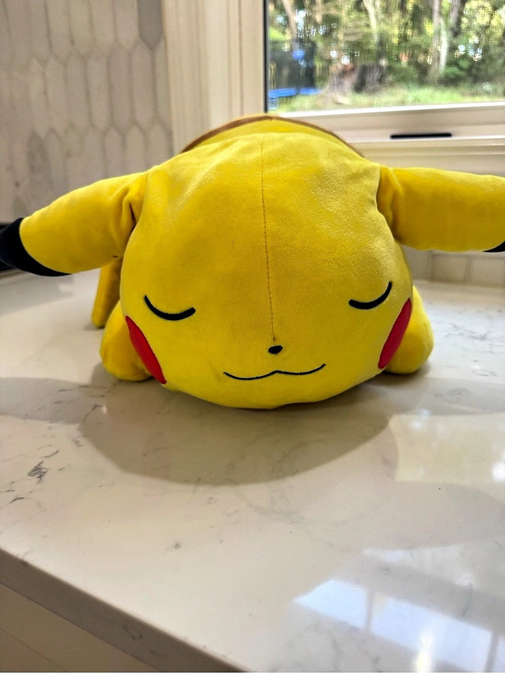 Pokémon Center Sleeping Pikachu Plush Yellow & Red